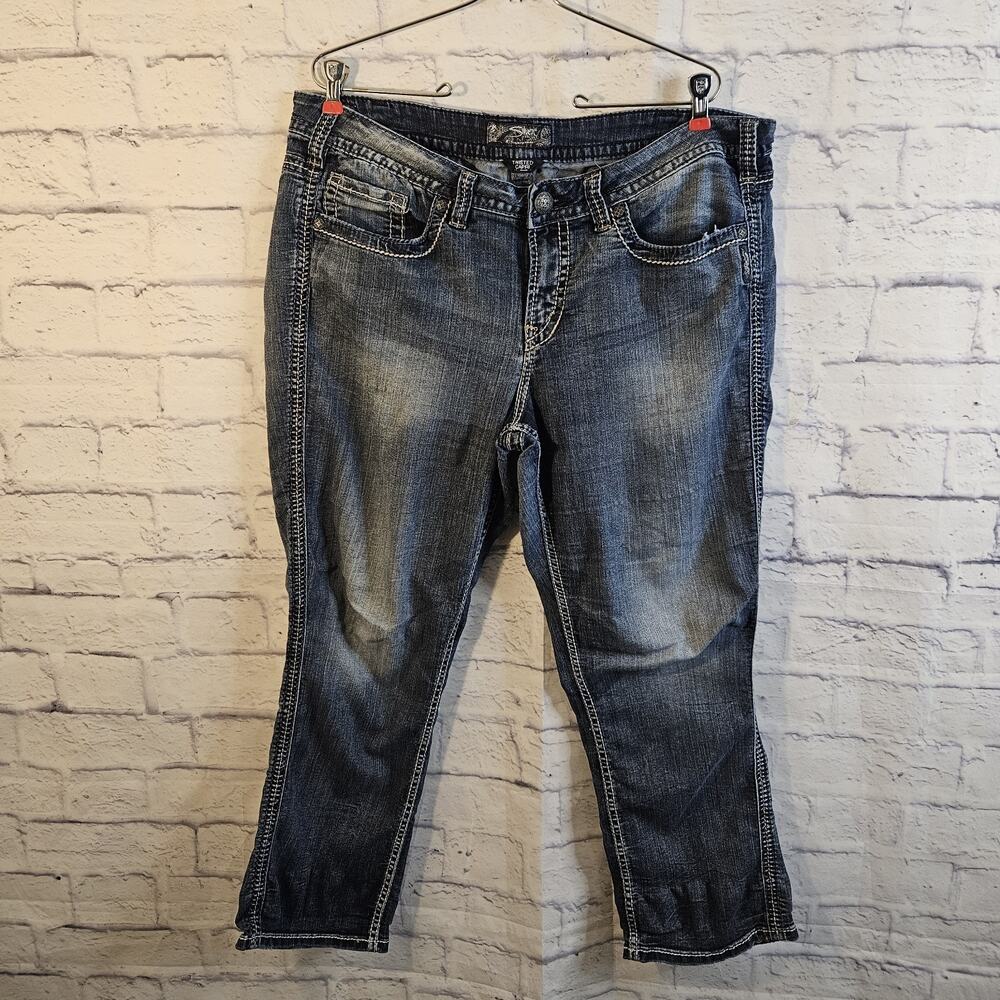 Silver Jeans Twisted Capri Denim Blue Jean Capri Pants Women's 18